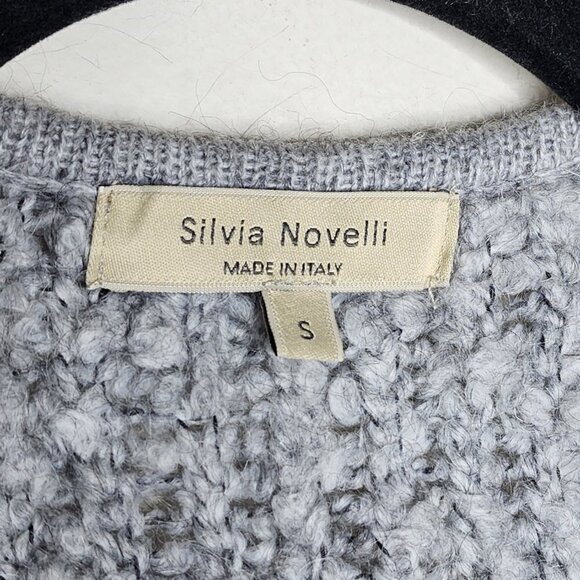 Silvia Novelli Gray Mohair Wool Blend Boucle Texture Longline Full Zip Cardigan - Picture 5 of 9